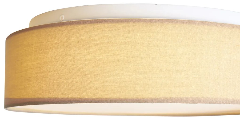 Smart plafondlamp beige 35cm incl. LED en afstandsbediening - Flat drum