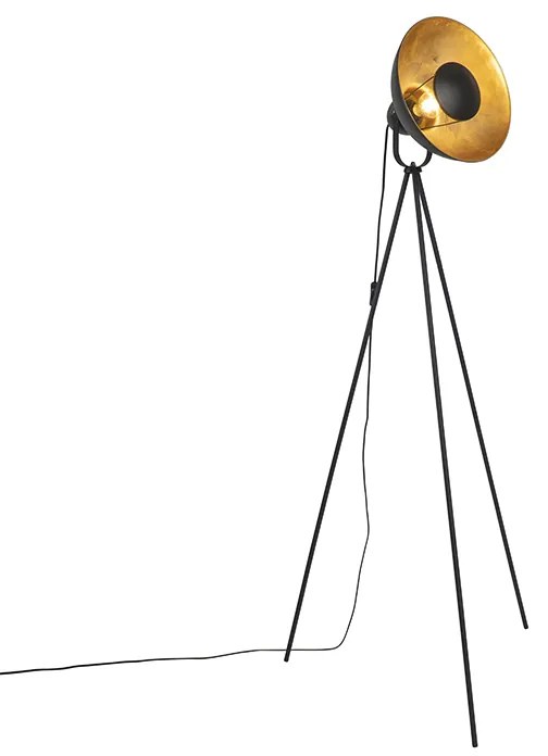 Vloerlamp zwart met goud 154,4 cm tripod - Magnax Eco Industriele / Industrie / Industrial E27 Binnenverlichting Lamp