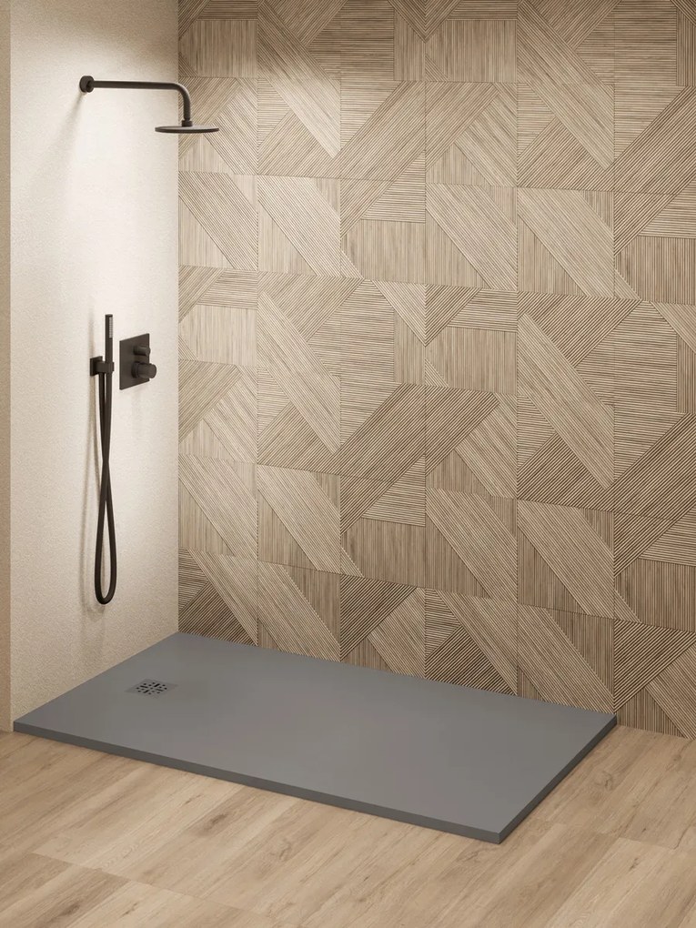 Saniclear Lino douchebak 160x100cm met stone finish donkergrijs