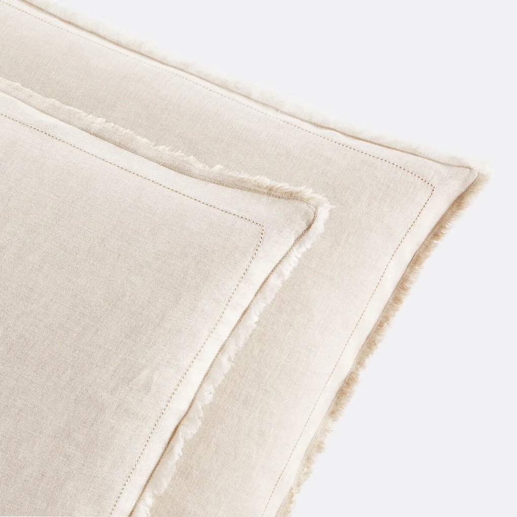 Kussensloop in gewassen linnen, laddersteek, Linot