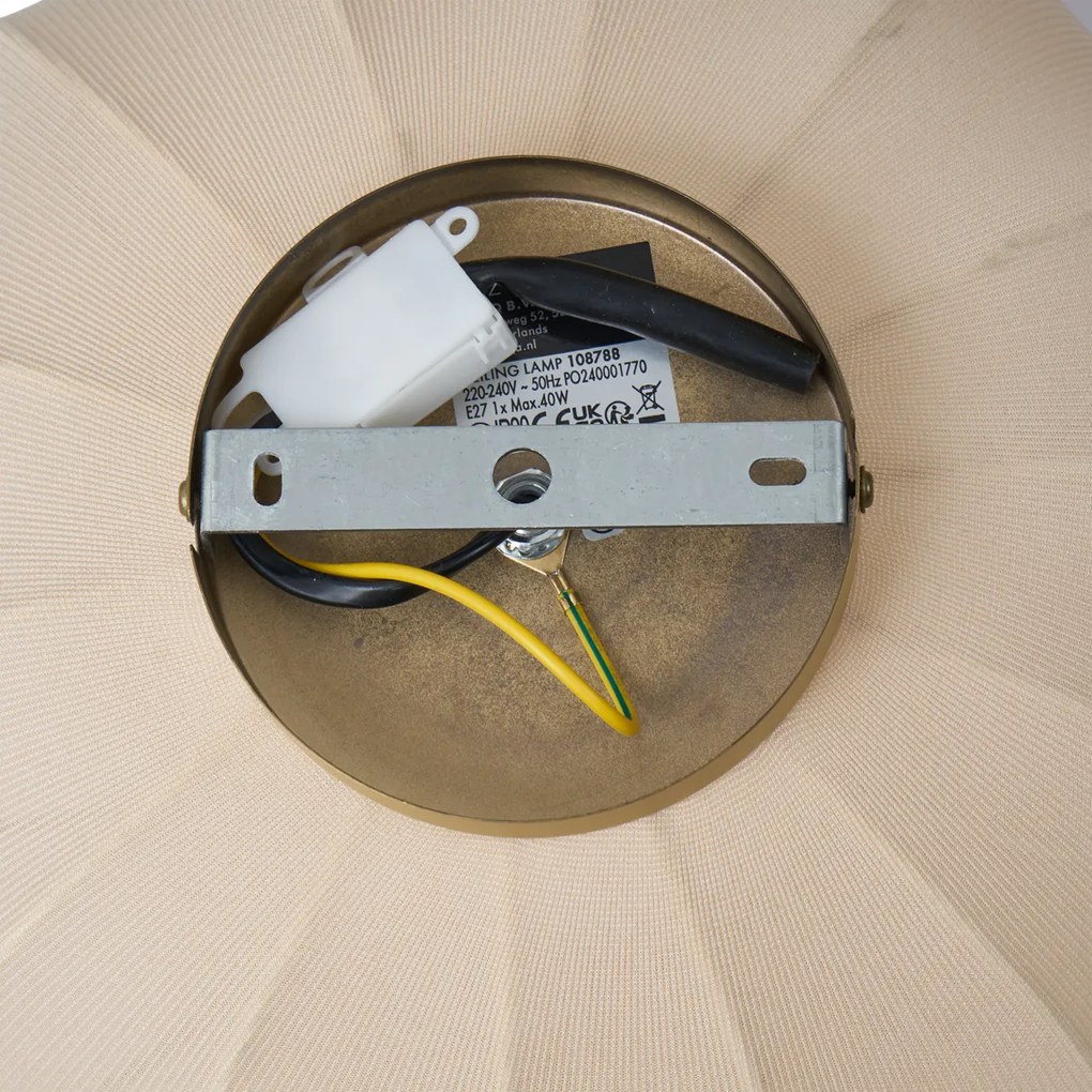 Japandi plafondlamp goud met beige kap - Pluni