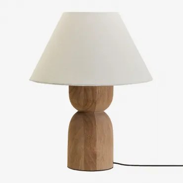 Mangohouten Tafellamp Diniz ?30 Cm & Wit Ø40 Cm - ?20 Cm Menorca - Sklum