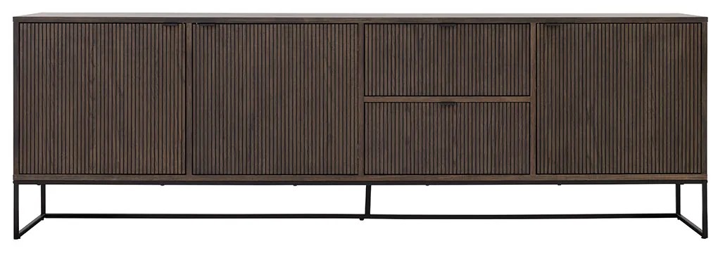 Tenzo Bali Groot Dressoir Met Houten Latjes Gerookt Eiken - 234.5x40x76cm.