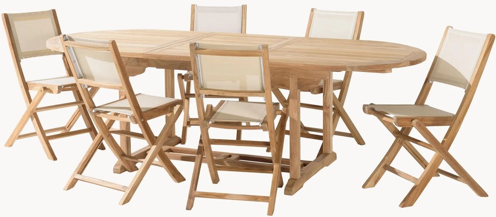 Tuin eettafelset Fun van teakhout, 7-delig