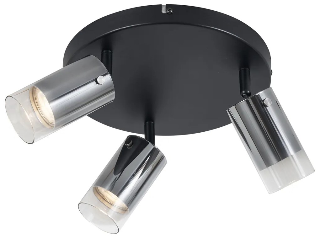 PlafondSpot / Opbouwspot / Plafondspot gunmetal rond 3-lichts draai- en verstelbaar - Drain Modern GU10 Binnenverlichting Lamp