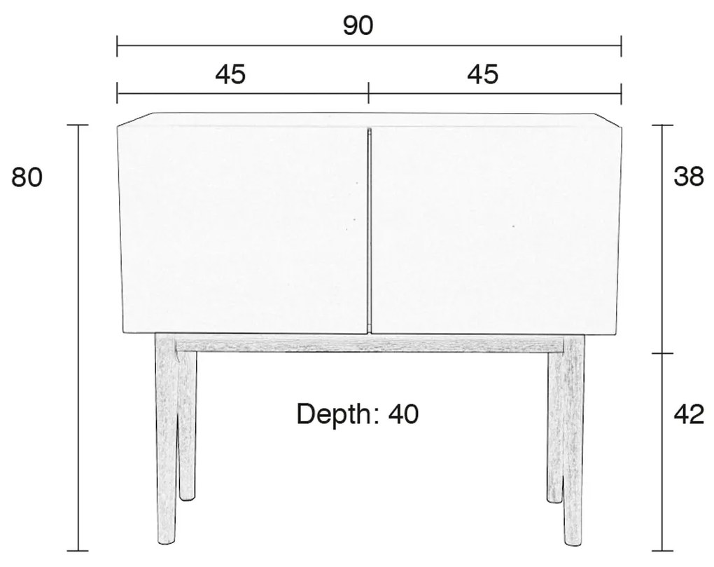 Zuiver High On Wood Hoogglans Dressoir Eiken 90 Cm - 90x40x80cm.