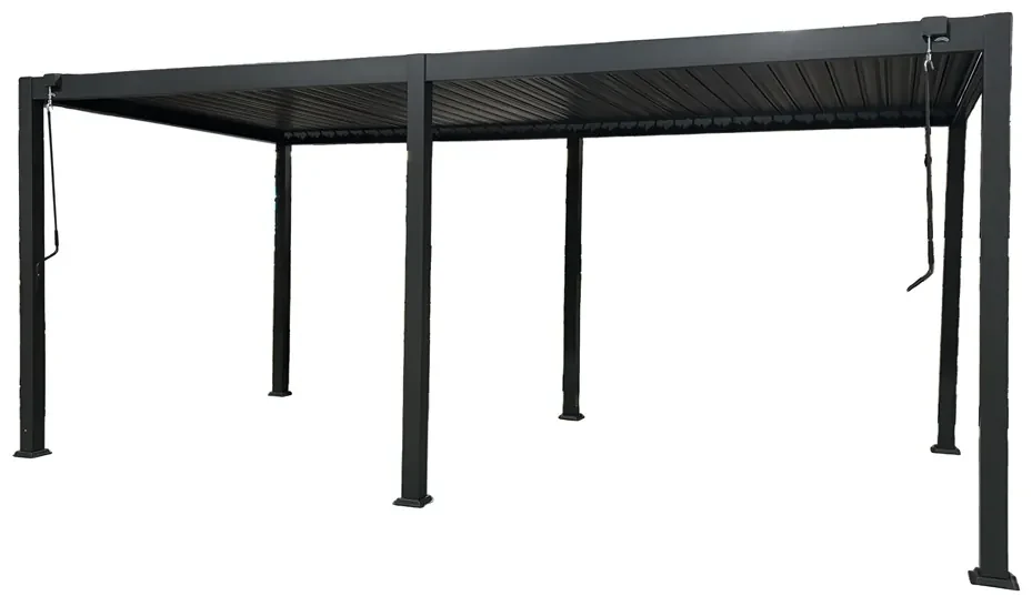 Lagos 3x6 vrijstaande terraspergola met 3m Garden Point antraciet-witte zijrolluiken
