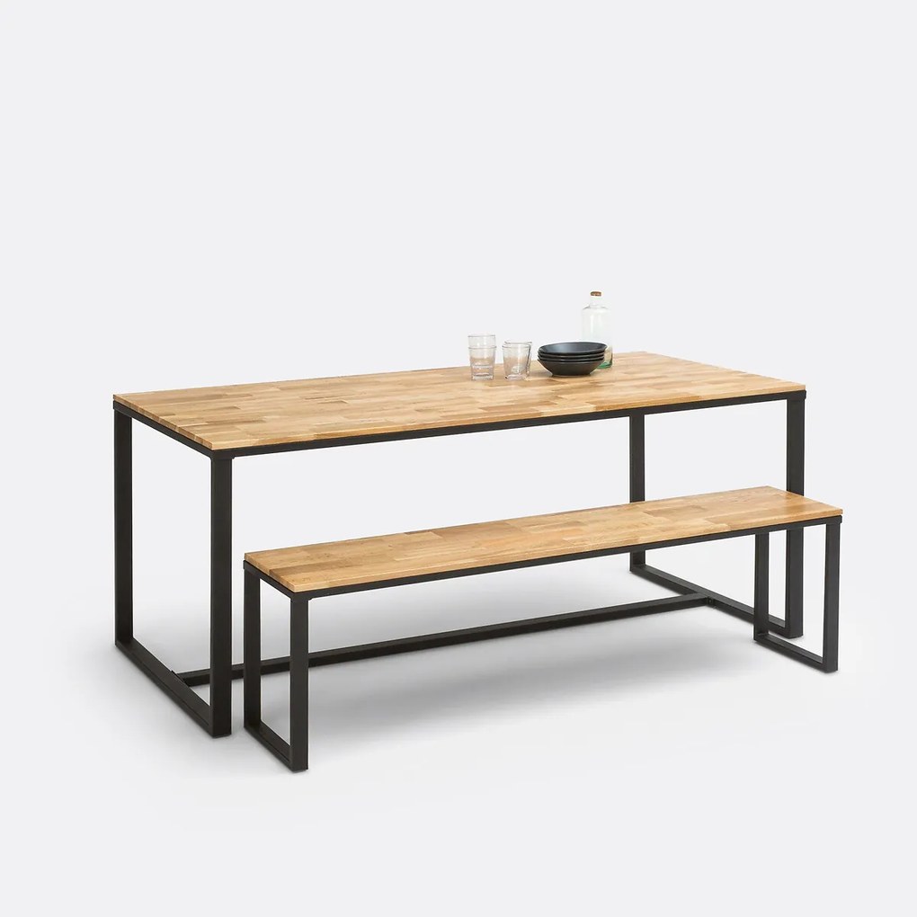 Eettafel, eik en staal, 8 personen, HIBA