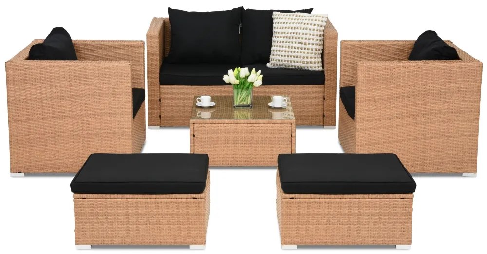 Roma Coffee 4 + 2 Garden Point honingpof tuinmeubelen in technorattan
