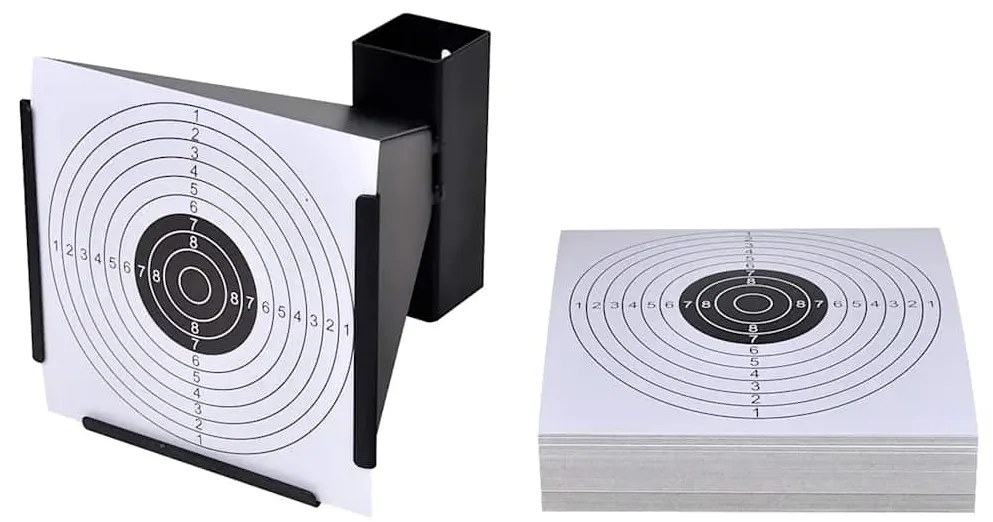 vidaXL Schietkast trechtervormig met 100 papieren targets 14 cm