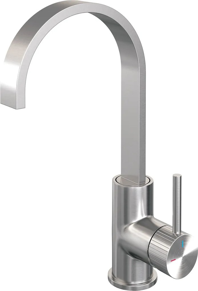 Brauer Stripe wastafelkraan met draaibare platte uitloop model A RVS geborsteld PVD