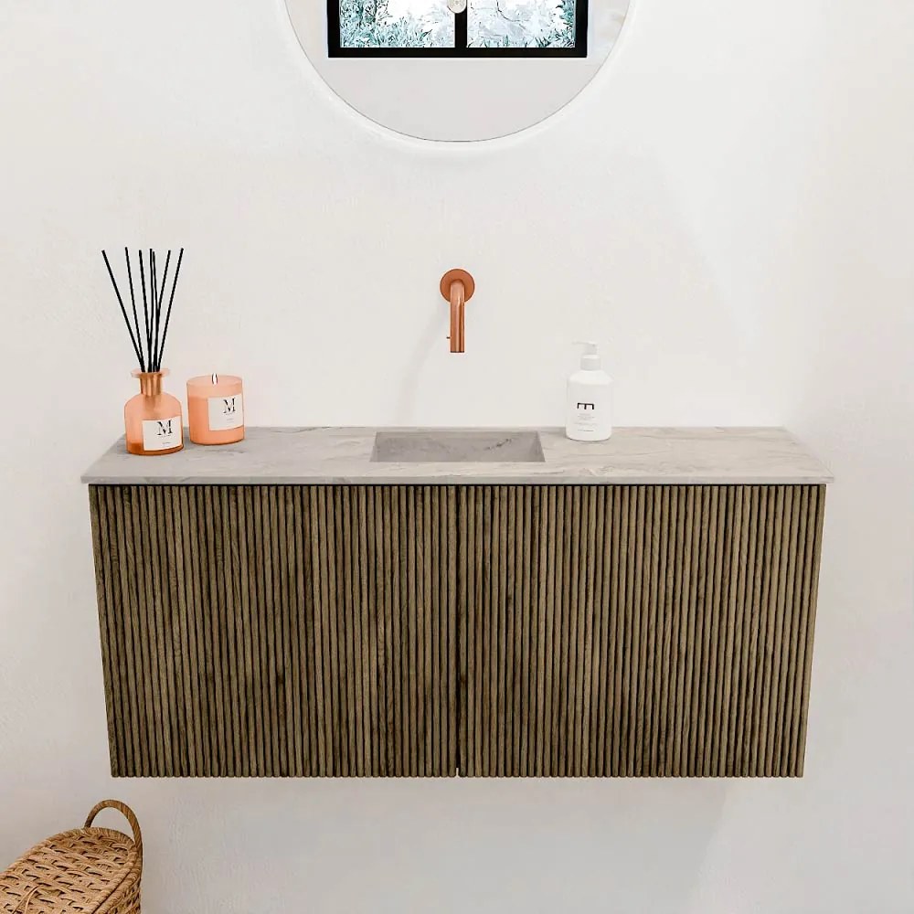 Mondiaz Joya DLux 90cm toiletmeubel dusk met wastafel faye midden zonder kraangat glace