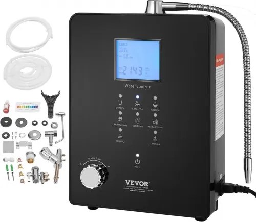 VEVOR Alkalisch Zuur Waterapparaat, 3-11,2 pH, 6 standen Alkalisch Waterfilter voor Thuisgebruik, +500-800 mV Waterionisator Waterfilterapparaat, 9000 L Waterfilter Zuiveringsapparaat Huishoudelijk Zwart