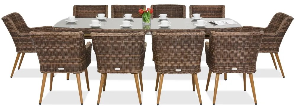 Exclusieve dining tuinset met grote tafel Córdoba voor 10 personen Garden Point bruin