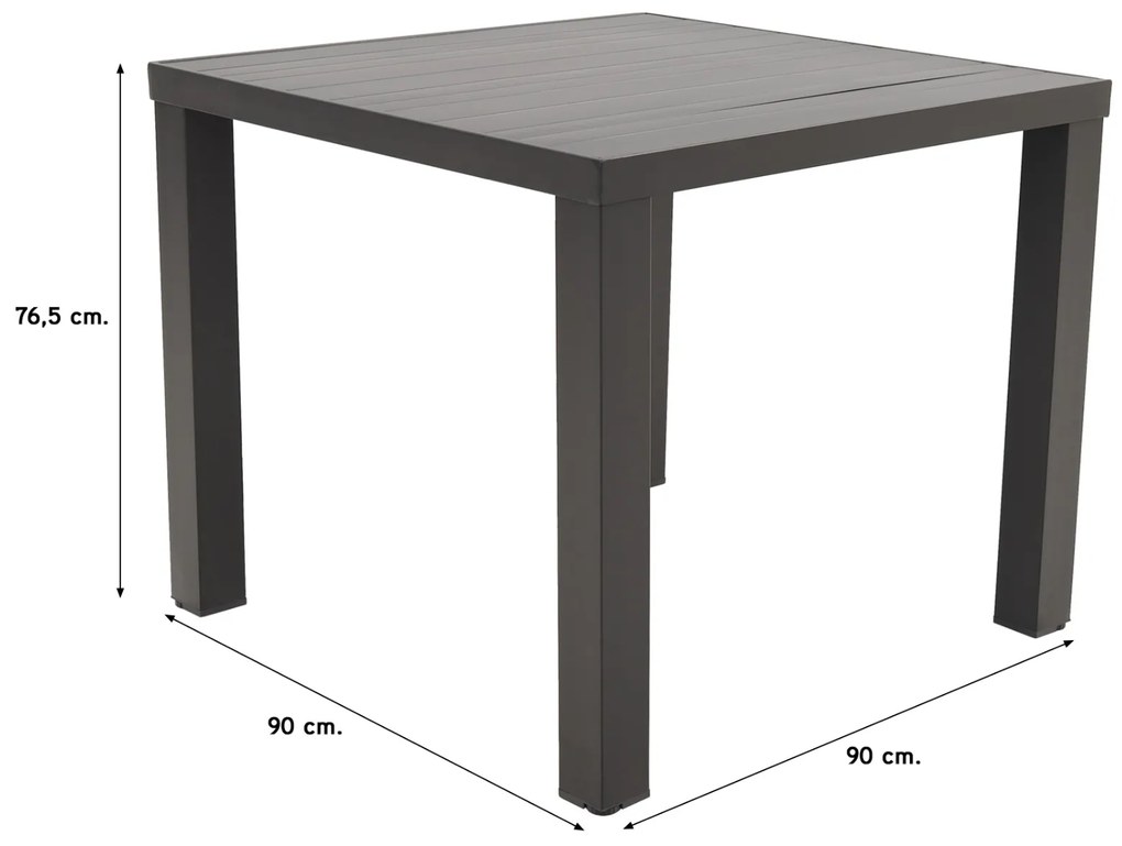 Lena tuintafel antraciet - 90 x 90 cm.