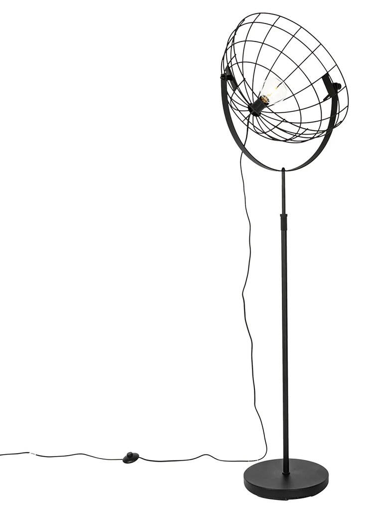 Industriële vloerlamp zwart 50 cm verstelbaar - Hanze