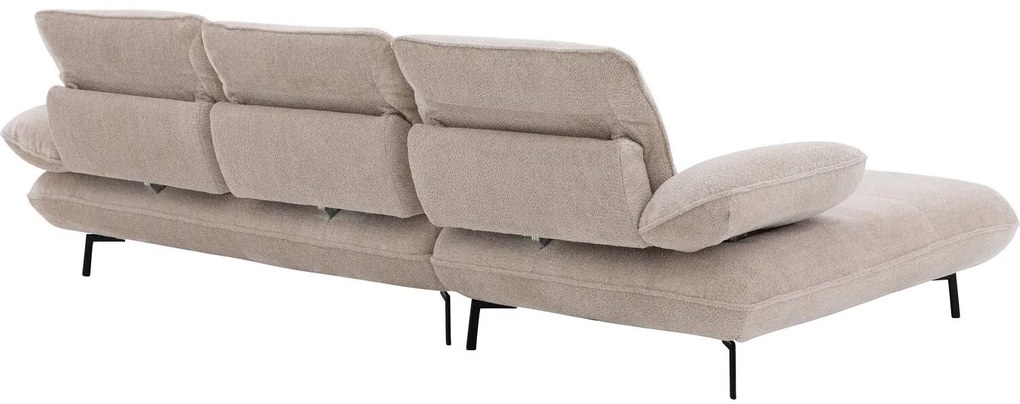 Goossens Excellent Bank Leandro beige, stof, 2,5-zits, modern design met chaise longue links