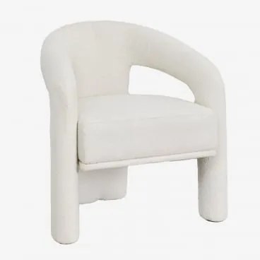 Set Van 4 Eetkamerstoelen Met Armleuningen In Bouclé Stof Greca Bouclé Wit - Sklum