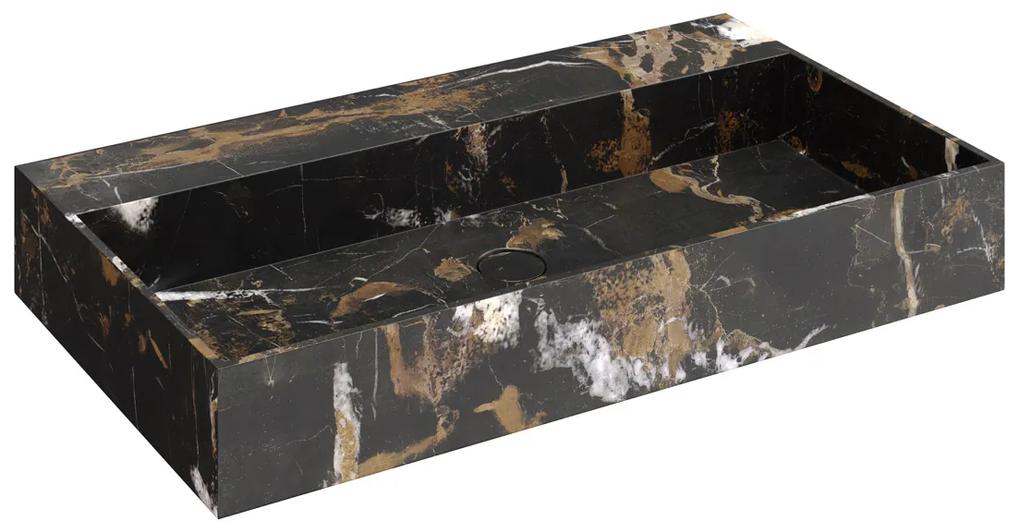 Fontana Portoro Gold badkamermeubel mat zwart 80cm zonder kraangat