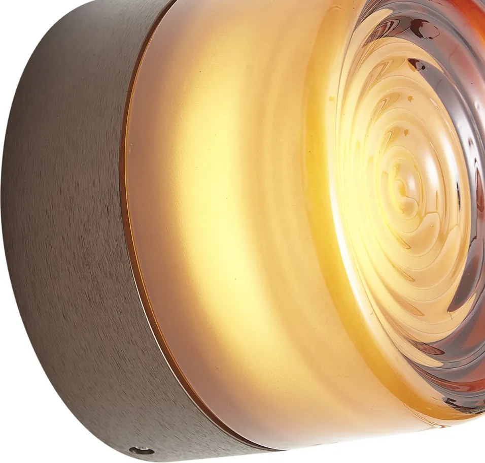 Design wandlamp donkerbrons met amber glas IP44 - Michele