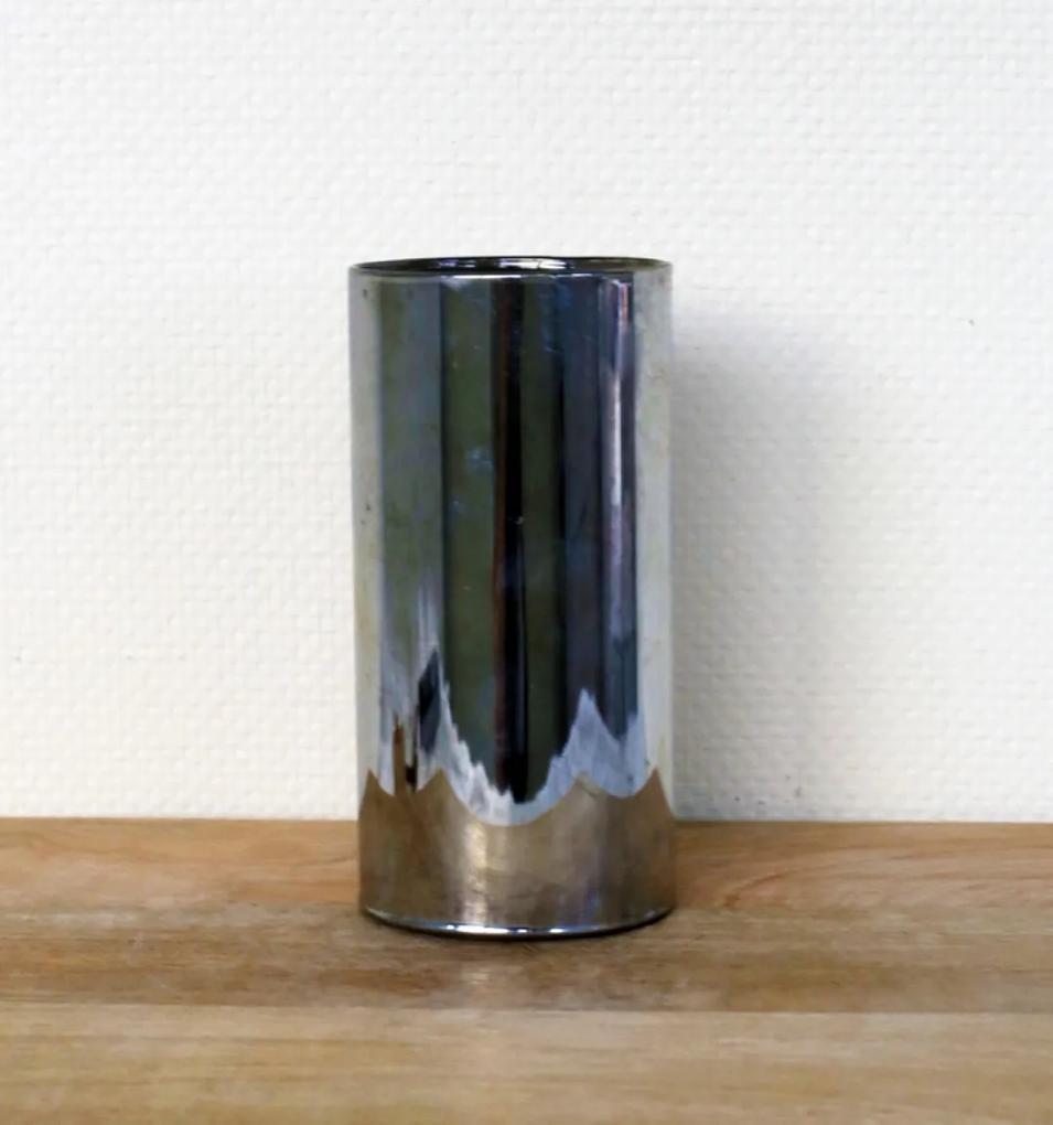 Kaars in glas grijs 7. 5 x 15 cm