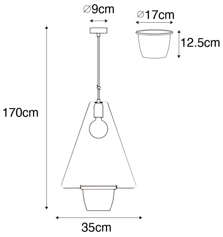 Moderne hanglamp zwart met glas driehoekig - Roslini Modern E27 Binnenverlichting Lamp