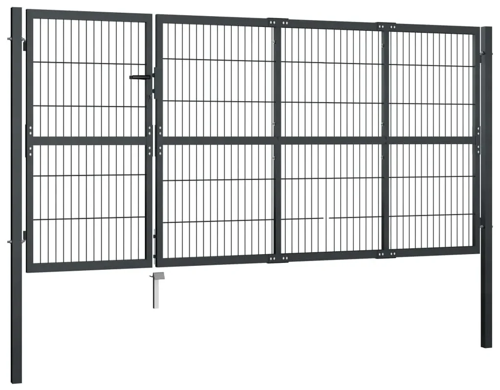 vidaXL Poort met palen 350x120 cm staal antraciet