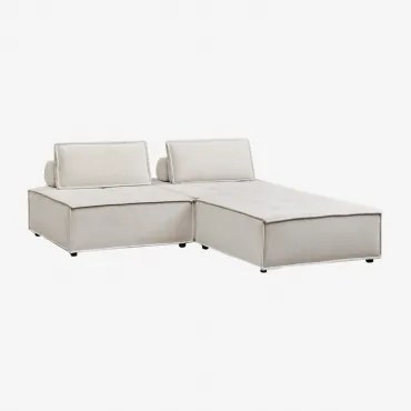 Modulaire Bank En Poef In Vermont-stof, 2-delig Chenille Crèmebeige - Sklum