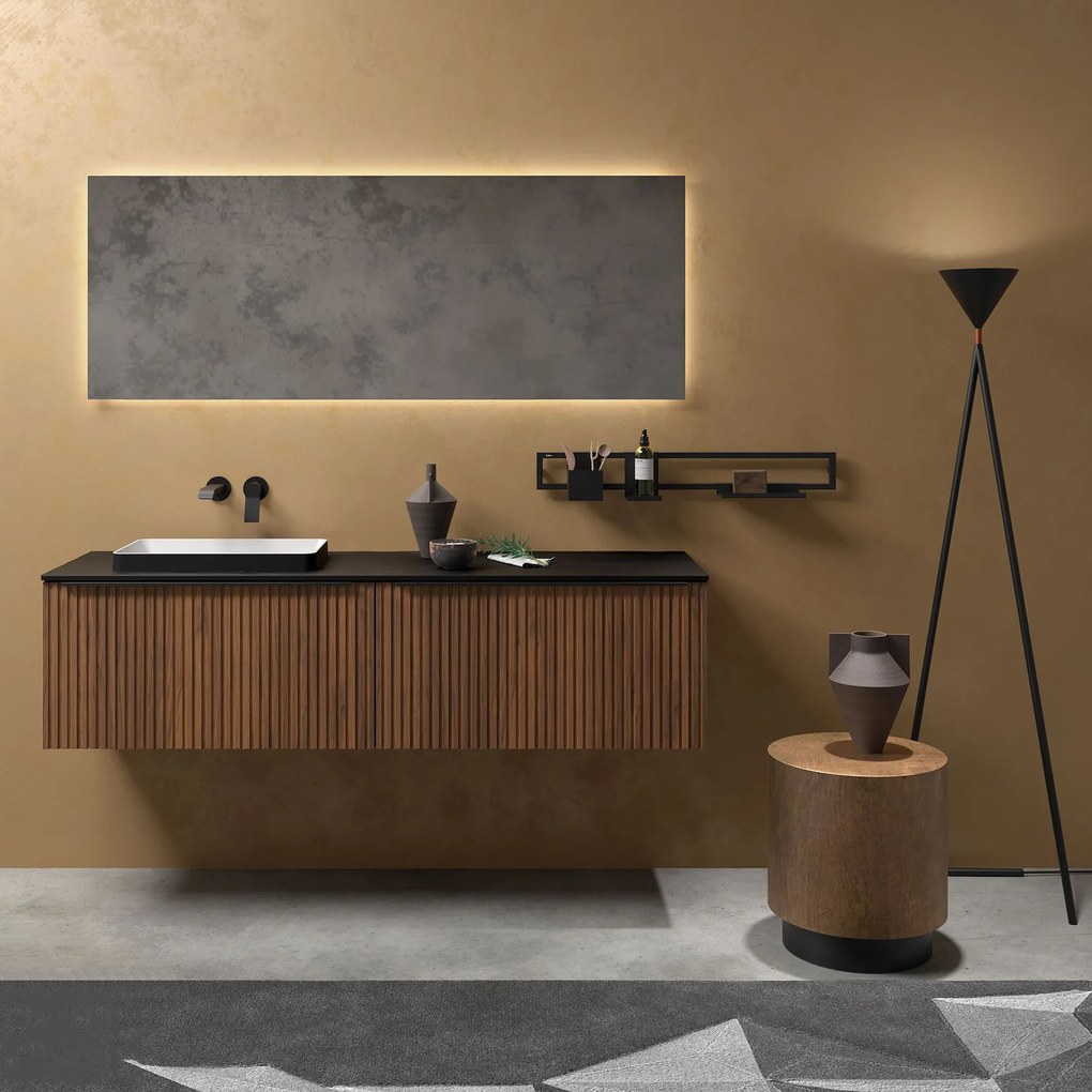 Muebles Raya onderkast ribbelfront 80cm met 1 softclose lade walnoot