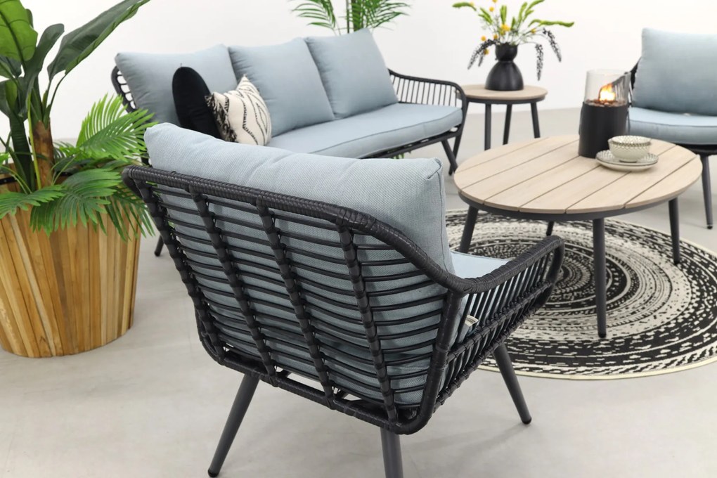 Garden Impressions Margriet stoel-bank loungeset - Carbon black/Mint grey - 5 delig