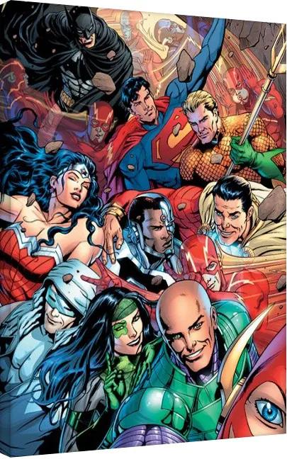 Print op canvas Justice League - Selfie, (60 x 80 cm)