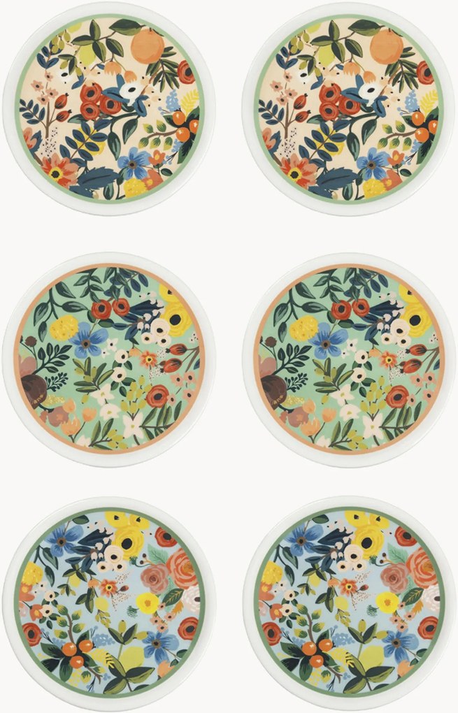 Porseleinen pizzaborden Fiori Frida, 6-delig