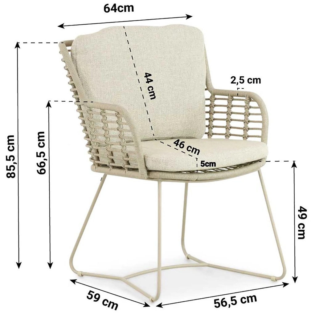 Tuinset 6 personen Aluminium/rope Taupe 4 Seasons Outdoor Fabrice/Leafline