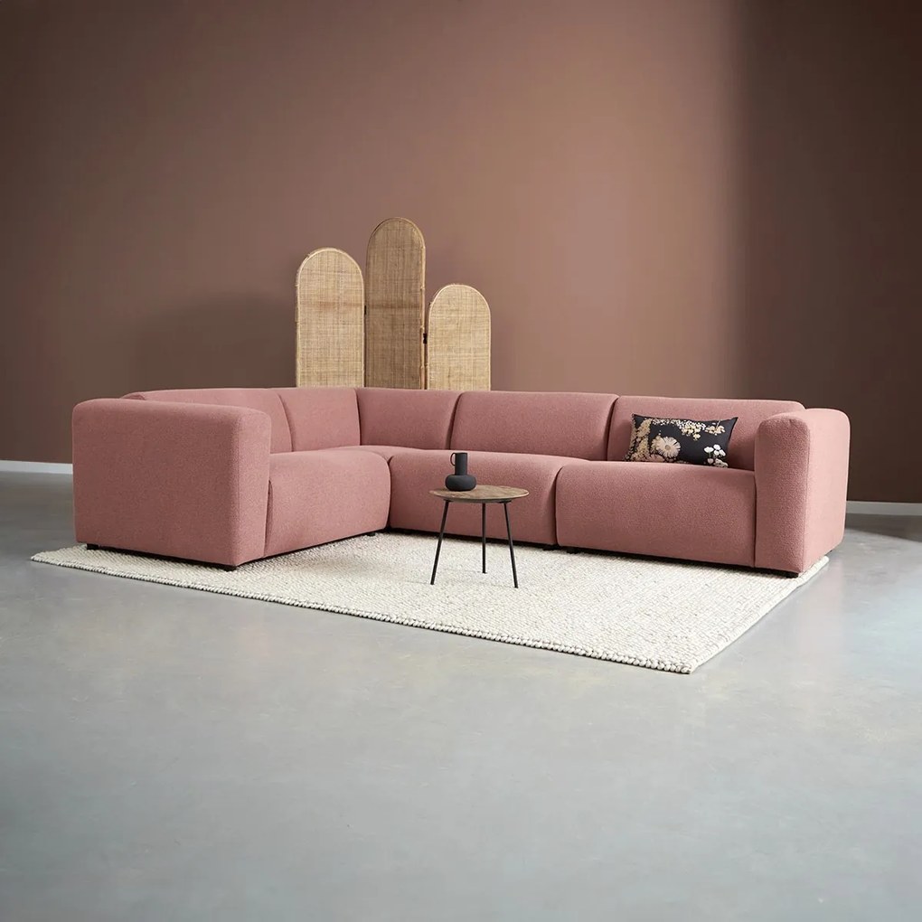 Hoekbank Links Terracotta Roze