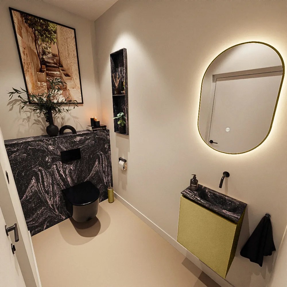 Mondiaz Ture DLux toiletmeubel 40cm oro met wastafel lava rechts zonder kraangat