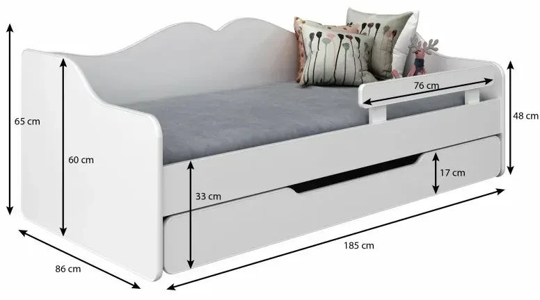 Peuter Wit Eenpersoonsbed Monaco - Voor kinderen Kinderen Peuter Junior 5059914026533 Children's Beds Home, 180x80, Geen, Matras van schuim/boekweit/