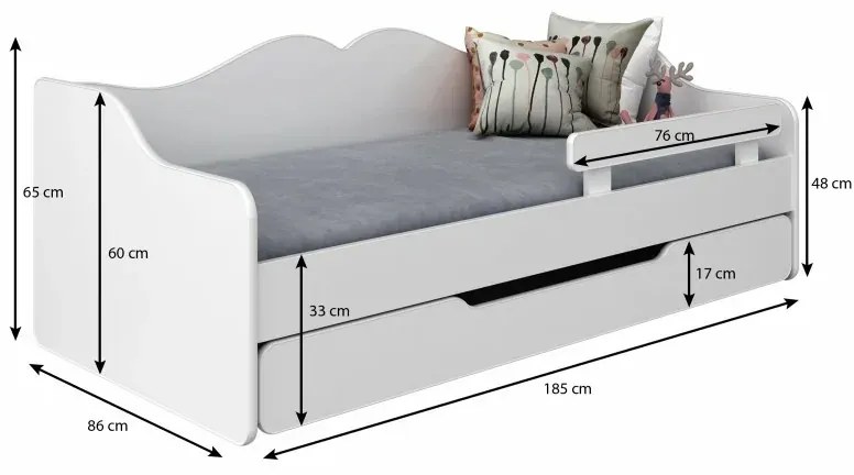 Peuter Wit - Licht eiken Eenpersoonsbed Monaco - Voor kinderen Kinderen Peuter Junior 5059914027073 Children's Beds Home, 180x80, Grote enkele, 6 cm s