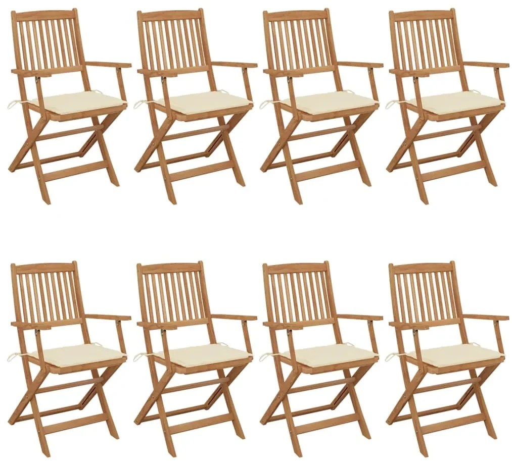 vidaXL Tuinstoelen 8 st inklapbaar met kussens massief acaciahout