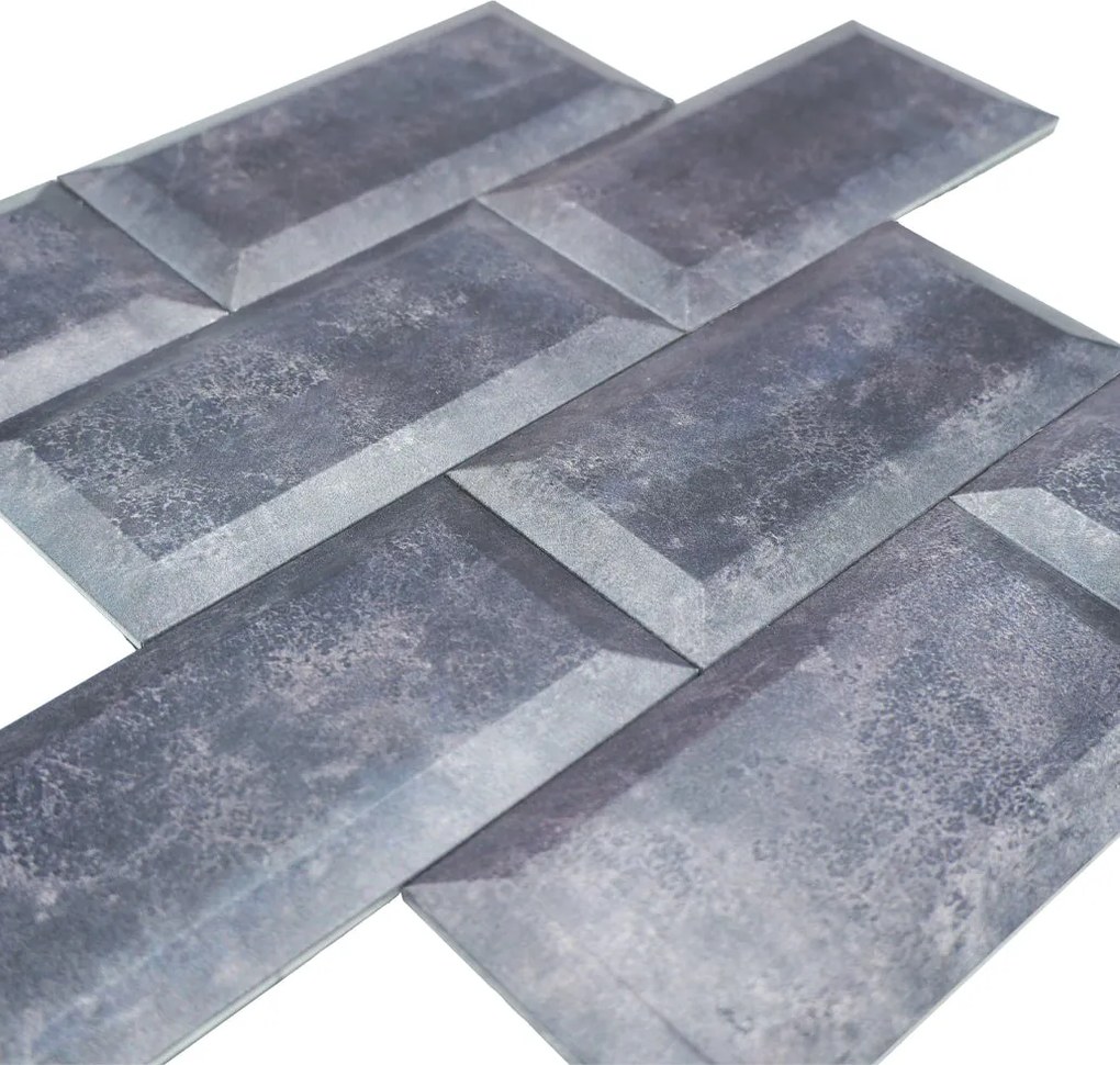 Zelfklevende Mozaïektegels Metaal | Subway 3D Blauwgrijs | 30,5×30,5 cm | Keuken, Bad & WC