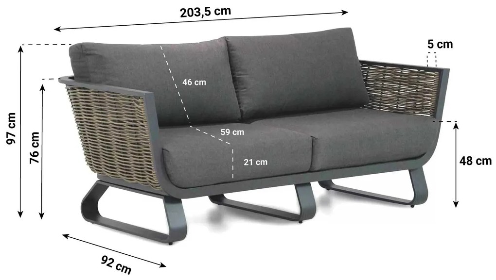 Stoel en Bank Loungeset 4 personen Aluminium/wicker Grijs  Santika Furniture Santika Tika