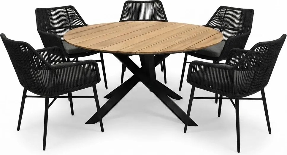 San Jose Chianti dining tuinset 150xH74 cm 6 delig antraciet teak