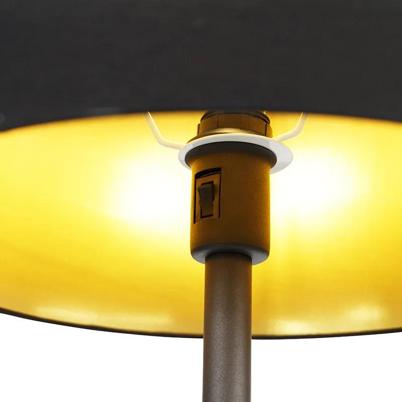 Klassieke vloerlamp zwart met goud en leeslampje - Retro Klassiek / Antiek E27 Binnenverlichting Lamp