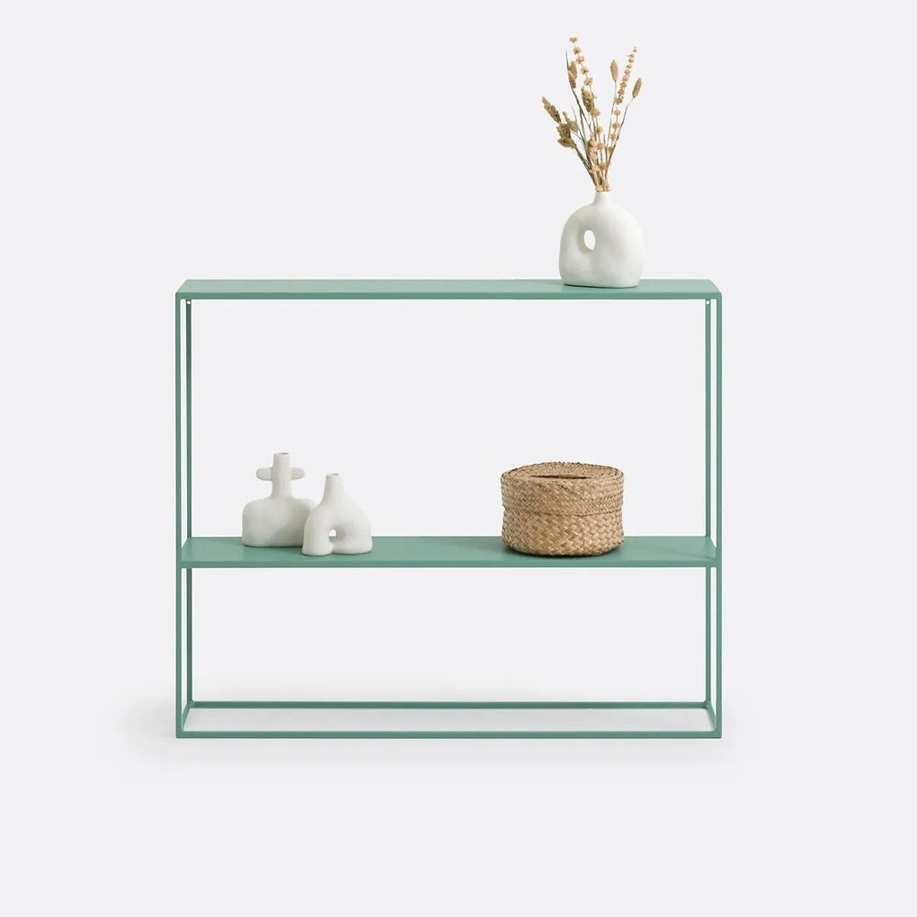 Console in metaal met dubbel plateau, Hiba