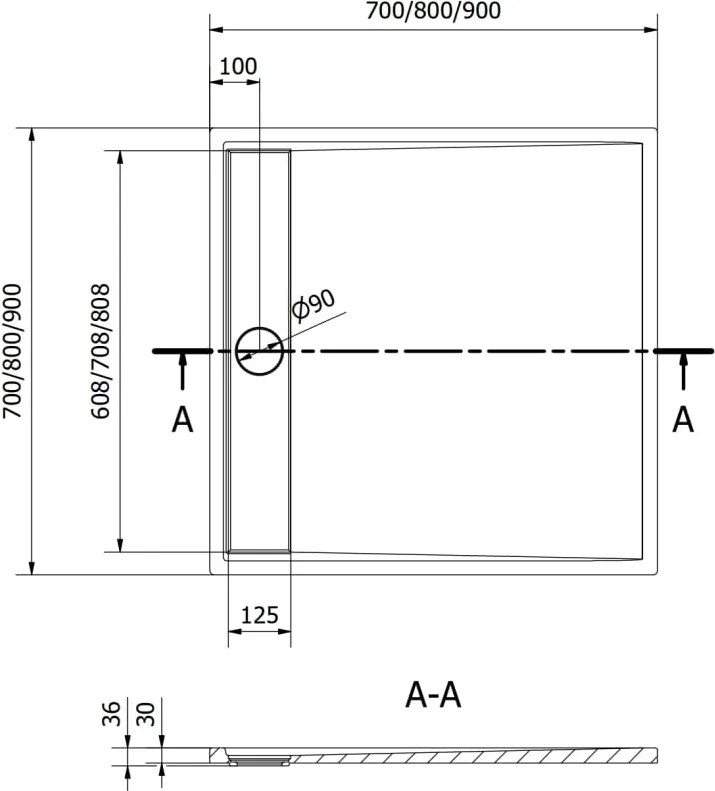 Mexen Amon vierkante douchebak SMC 90 x 90 cm, wit - 4F109090