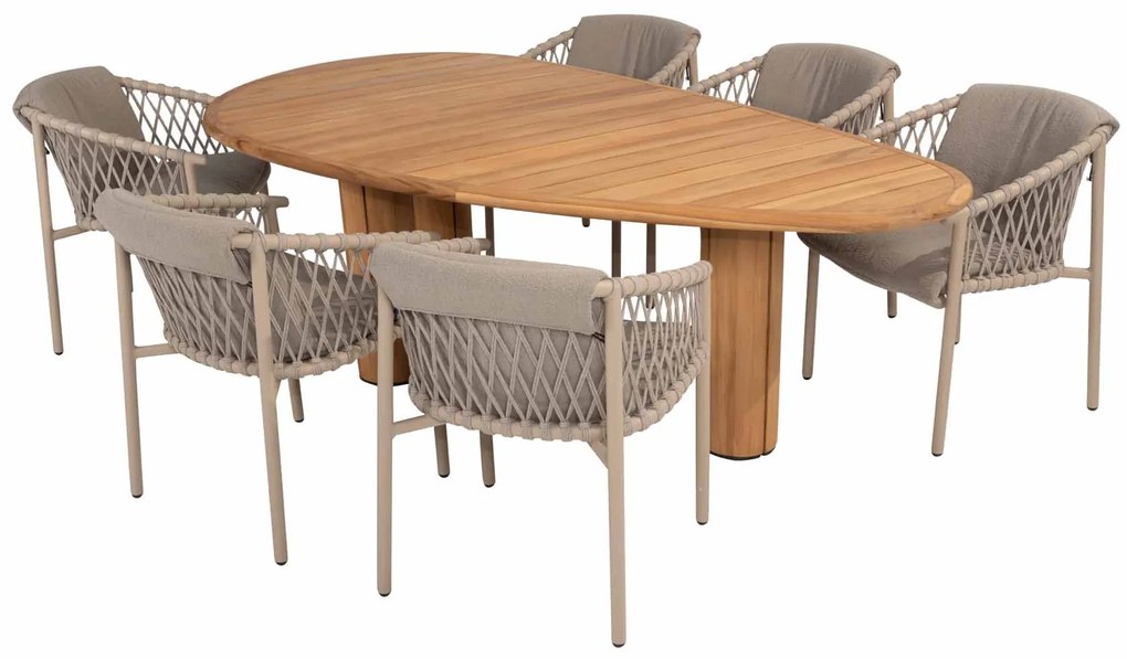 Taste by 4 Seasons Corsica teakhouten tuintafel met kiezelvormig blad 240 x 130 cm SALE  Tuintafel    houtkleur weerbestendig