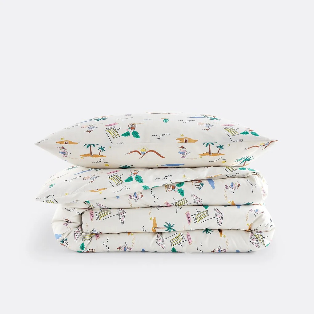 Bedset in 50% gerecycled katoen met vierkante kussensloop Jadida