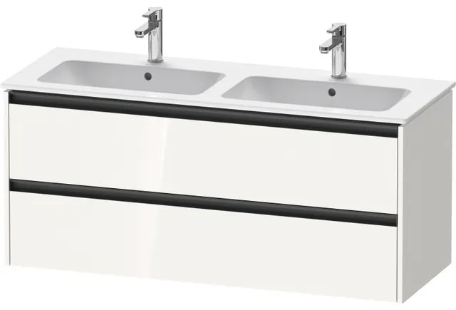 Duravit Ketho 2 wastafelonderbouwkast met 2 laden voor dubbele wastafel 128x48x55cm met grepen antraciet hoogglans wit K25266022220000