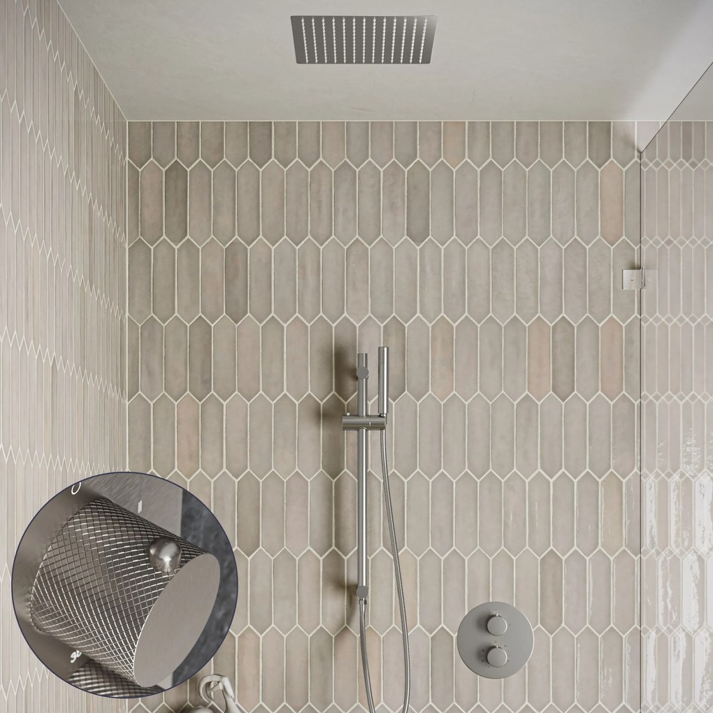 Saniclear Cube Curved inbouw regendouche rond met inbouw douchekop 30x30cm, glijstang en staafhanddouche RVS