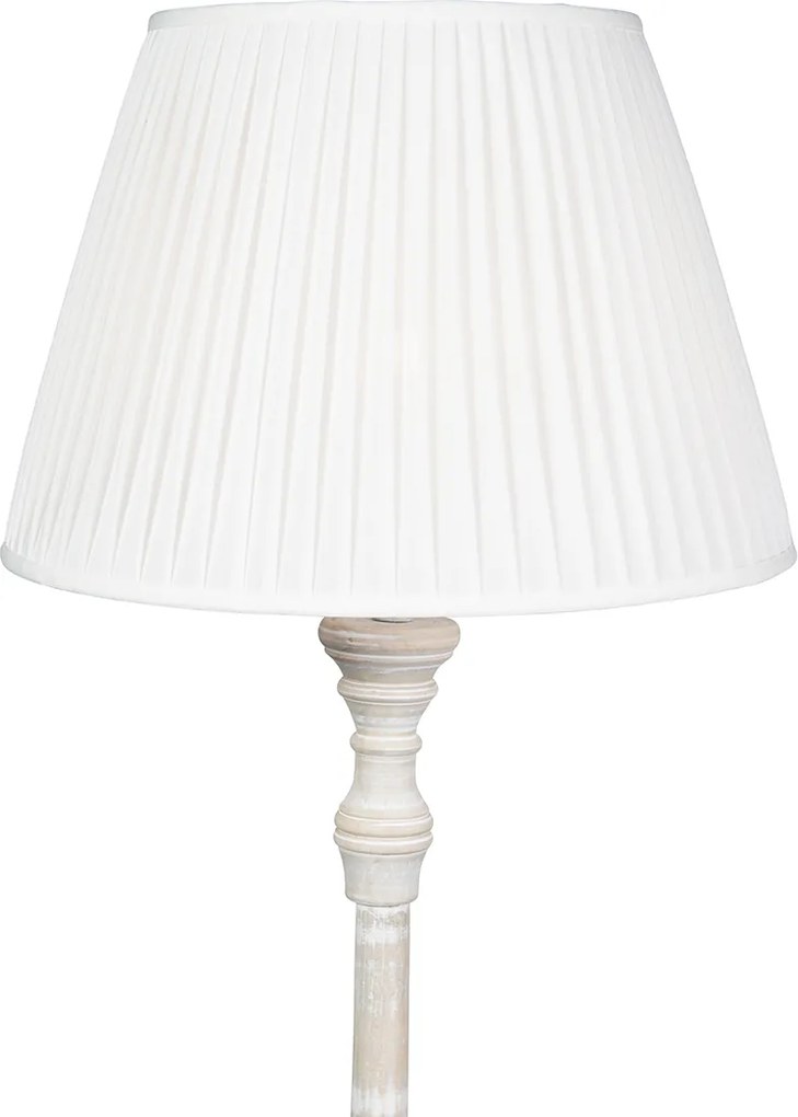 Smart vloerlamp grijs met plissé kap wit incl. Wifi A60 - Classico