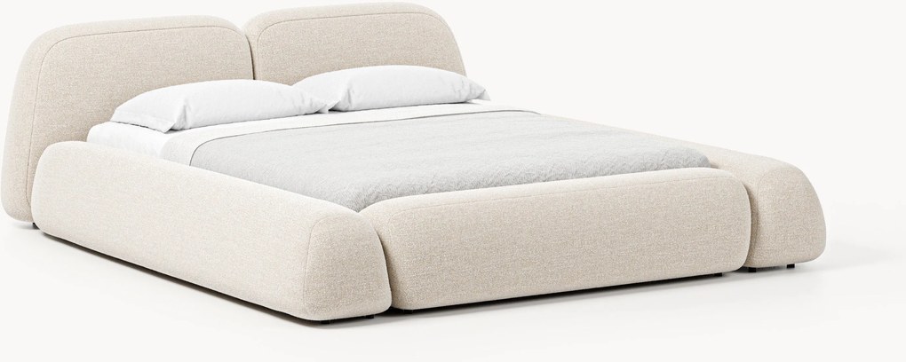 Bouclé gestoffeerd bed Wolke